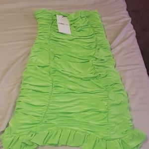 Femme luxe neon green midi dress